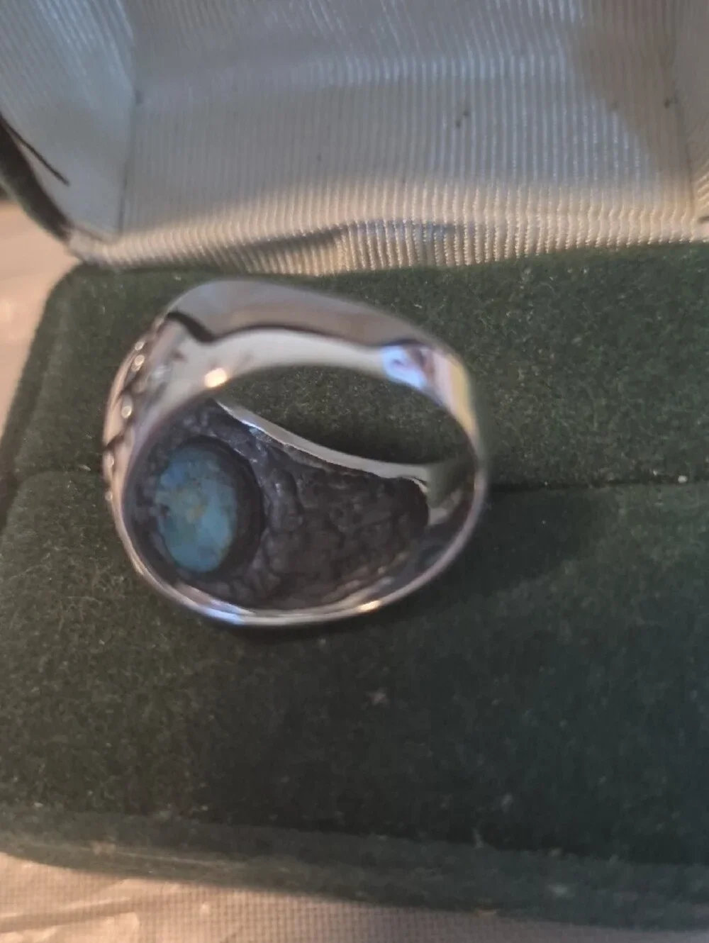 Turquoise Oval Stone Sterling Silver Women's Ring - Blue Turquoise